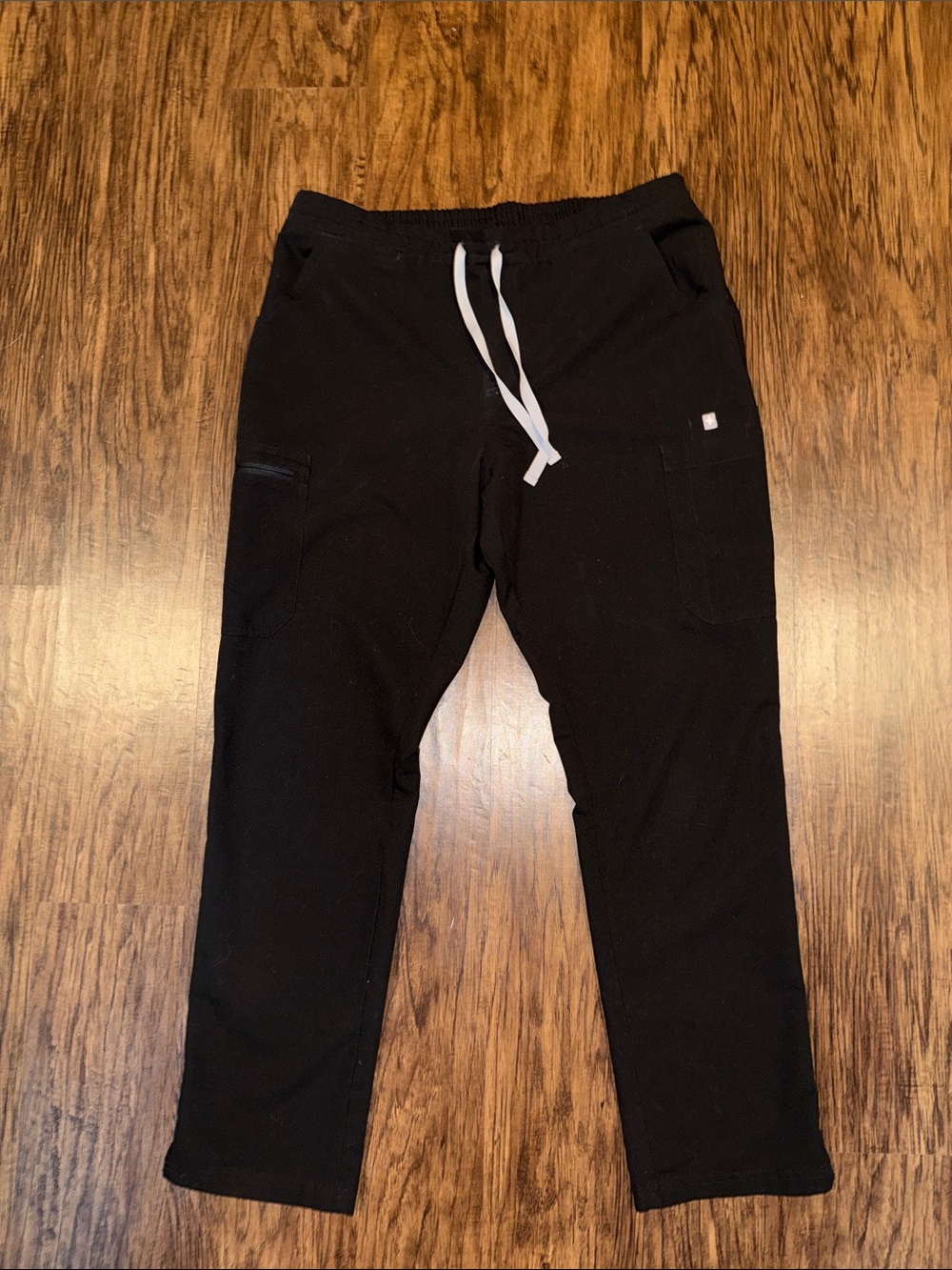 Figs Black Scrub Pants with Grey Drawstring